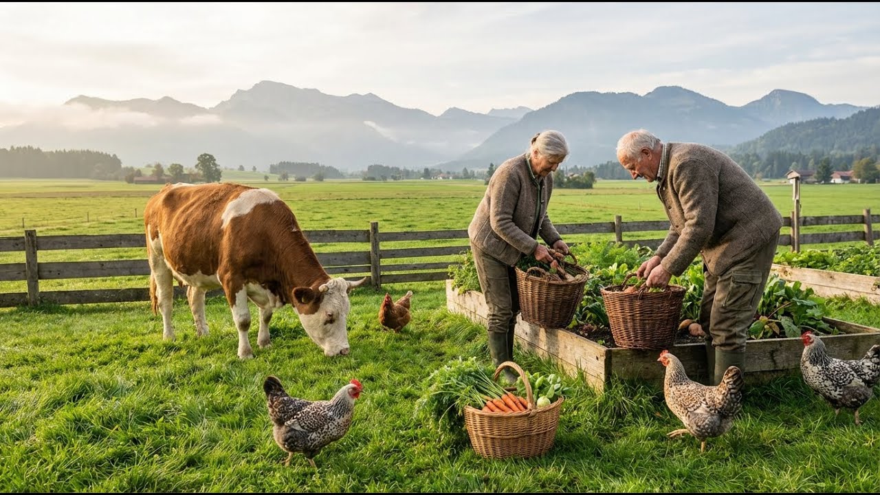 Peaceful Farm Life Morning - Slow Harvesting and Gentle Animal Care