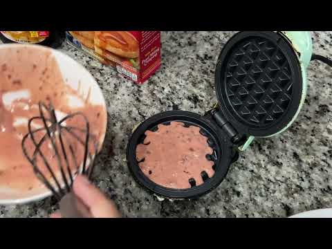 Lismel Making Red Velvet Waffles