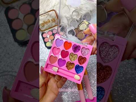 ASMR Makeup Set Fast Satisfying with Unboxing & Review Pink Sounds Video rainbow glitter
