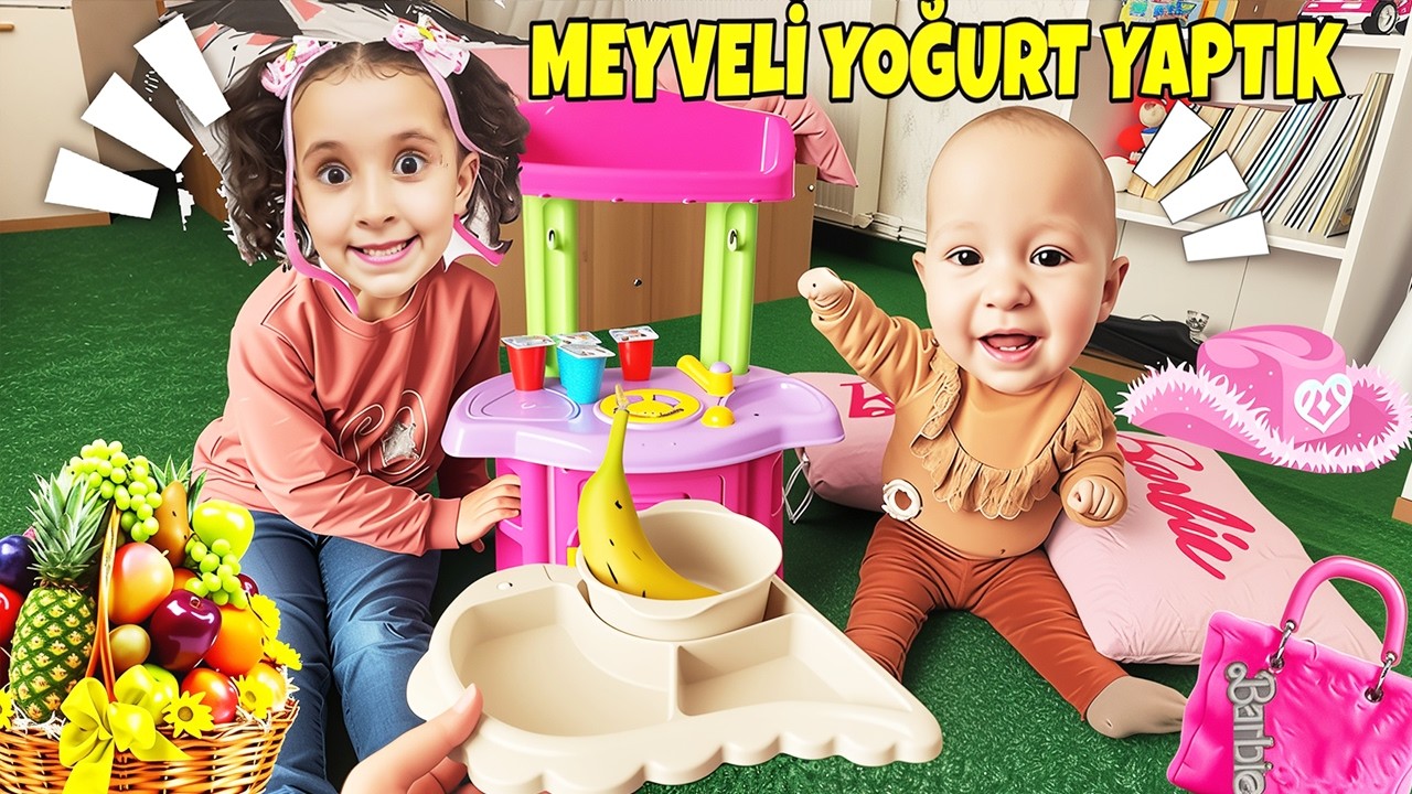 BANU ALYA İLE ASEL MIRAYA MEYVELİ YOĞURT YAPTIK !! ASEL MİRA ÇOK BEĞENDİ !!