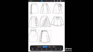 100 Procreate Skirt Stamp Brushes for Fashion Design, Outfit Sketching, Manga