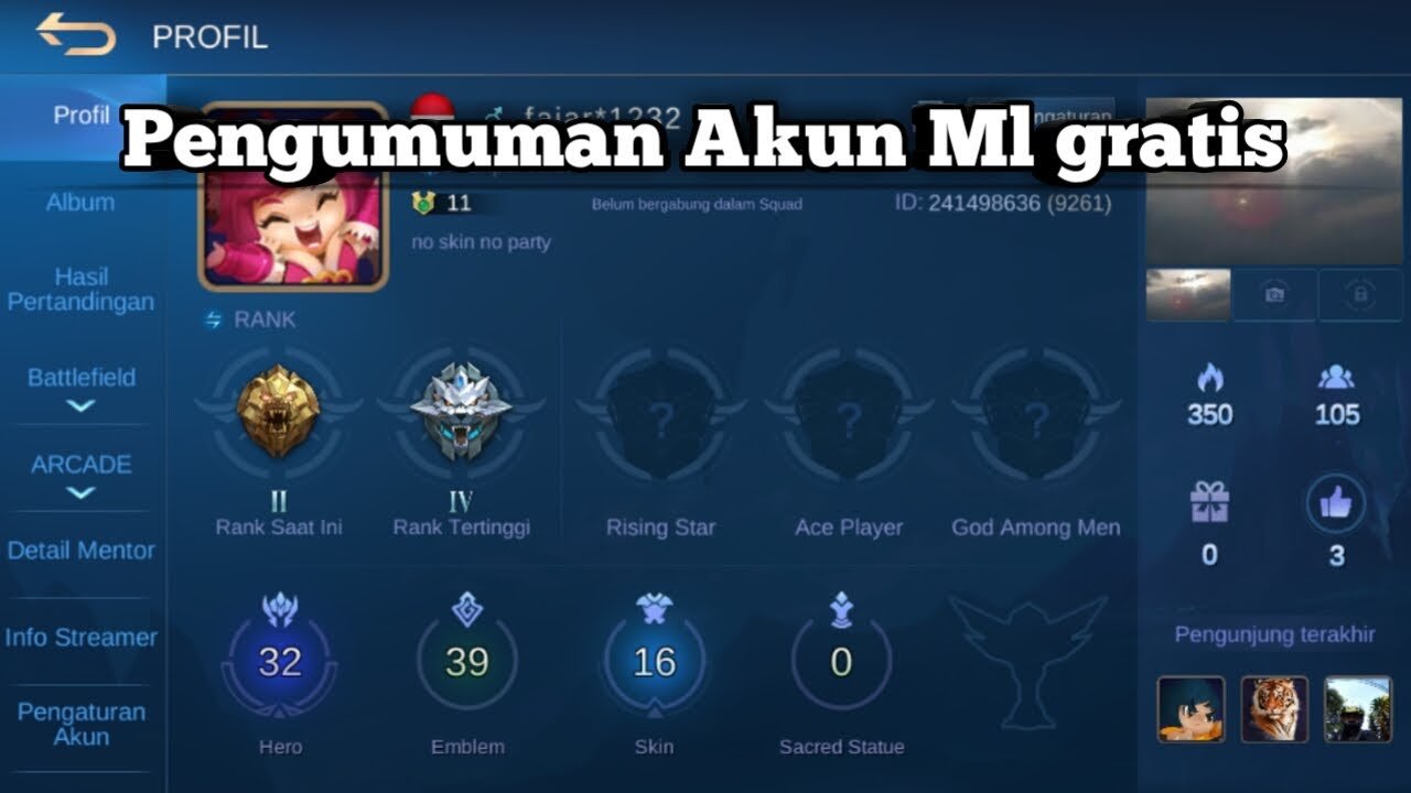 akun ml gratis akun ml gratis