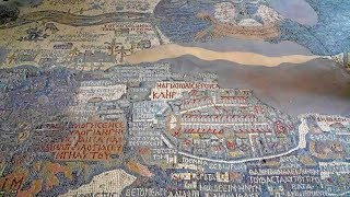 Beautiful Madaba Mosaic Map in Byzantine Church of Saint George in Madaba, Jordan
