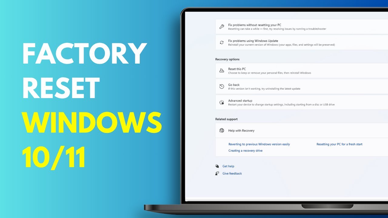 How To Factory Reset Windows 10 or 11 - YouTube