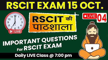 RSCIT Live Class 04 | RSCIT 15 OCT 2023 | RSCIT Exam Important Question RSCIT Computer Course
