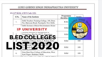 B.ED IP UNIVERSITY 2020 SEATS wise COLLEGES and which COLLEGE TO TARGET?  with CET book link