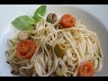 Tallarines con tomates, alcaparras y aceitunas | Receta italiana fácil