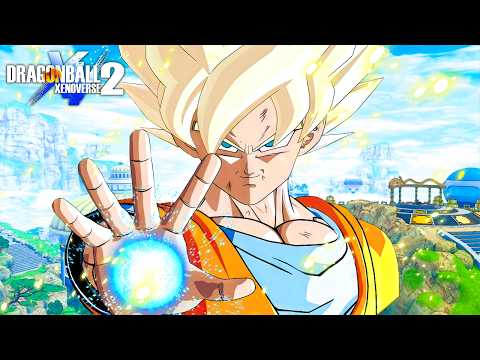 RikudouFox thumbnail of Super Saiyan Goku charging a ki ball above Conton City with the Xenoverse 2 logo