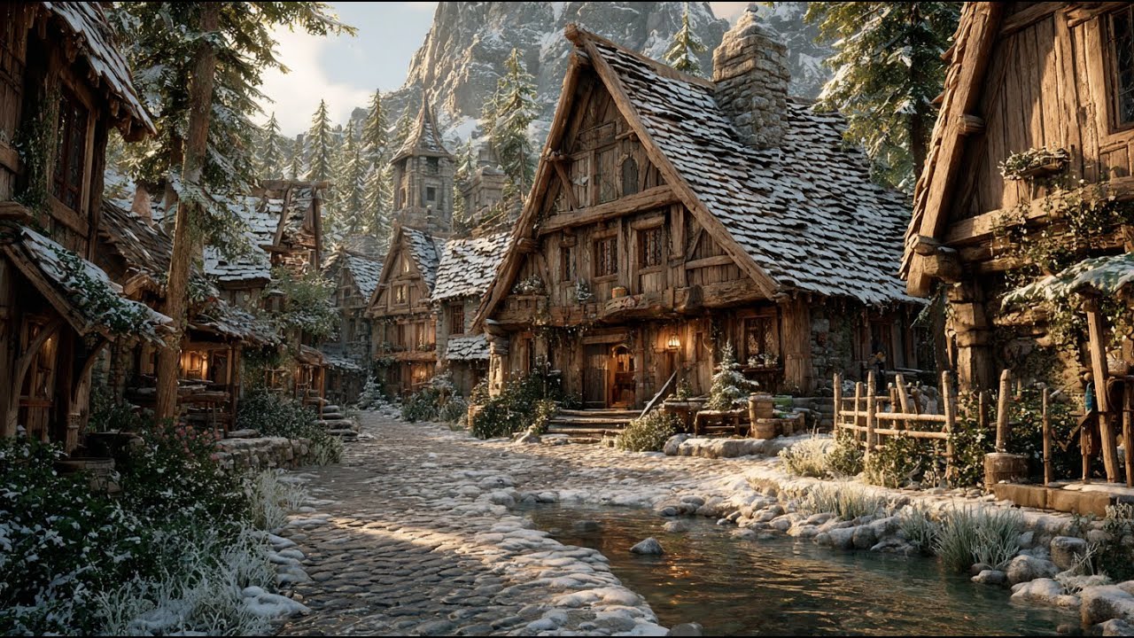 Winter Quiet of Timber and Stone | Medieval Fantasy Music & Animated Ambience