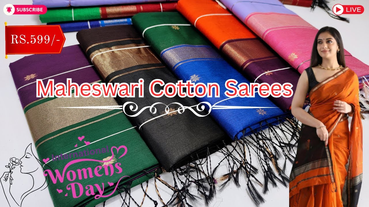 Womens Day Special Offer  | மகேஸ்வரி காட்டன் புடவைகள் Live#womensday #maheswari #cottonsarees #salem