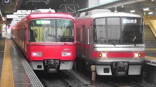 名鉄3700系+3100系の準急中部国際空港行きと5000系の急行犬山経由岐阜行き 柏森駅
