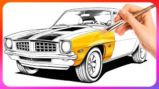 Chevrolet Camaro First Generation  Coloring Page | Coloring Art | Art Therapy | Relaxing