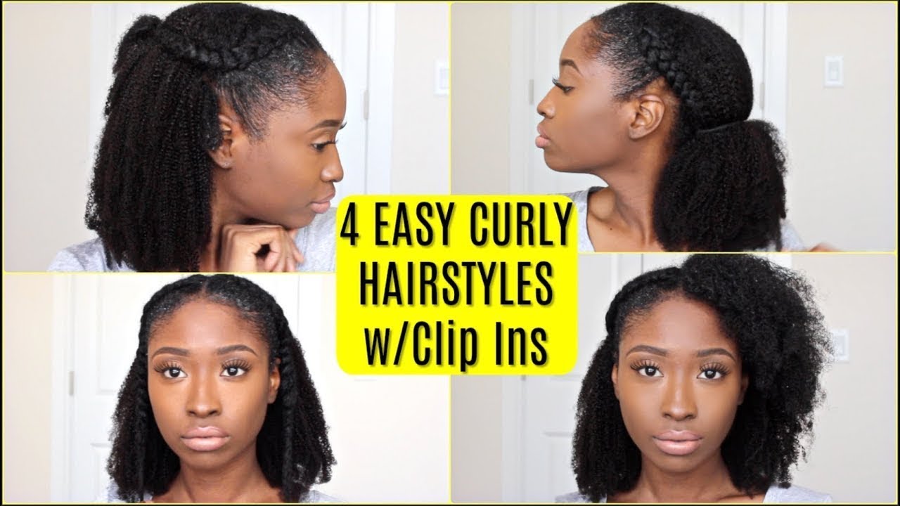 Instant Hairstyles for 4B/4C Hair with Kinky Curly Clip-ins - YouTube