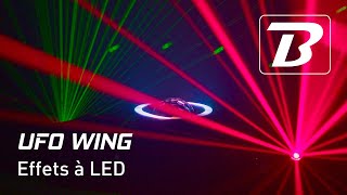 Jeu de lumi&egrave;re BoomTone DJ UFO Wing LED 4-en-1 avec laser rouge/vert, stroboscope et faisceaux