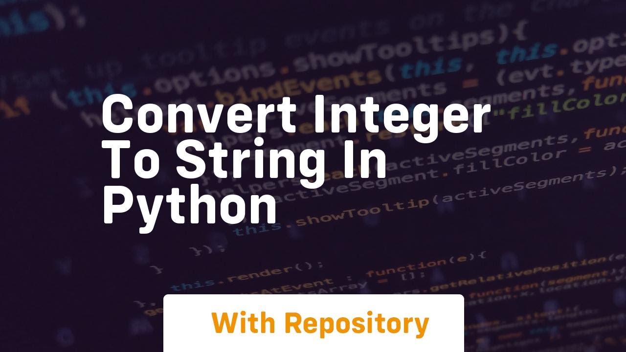 Convert integer to string in python - YouTube