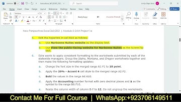 New Perspectives Excel 365/2021 | Module 5: SAM Project 1a | NP_EX365_2021_5a | Narbonne Suites