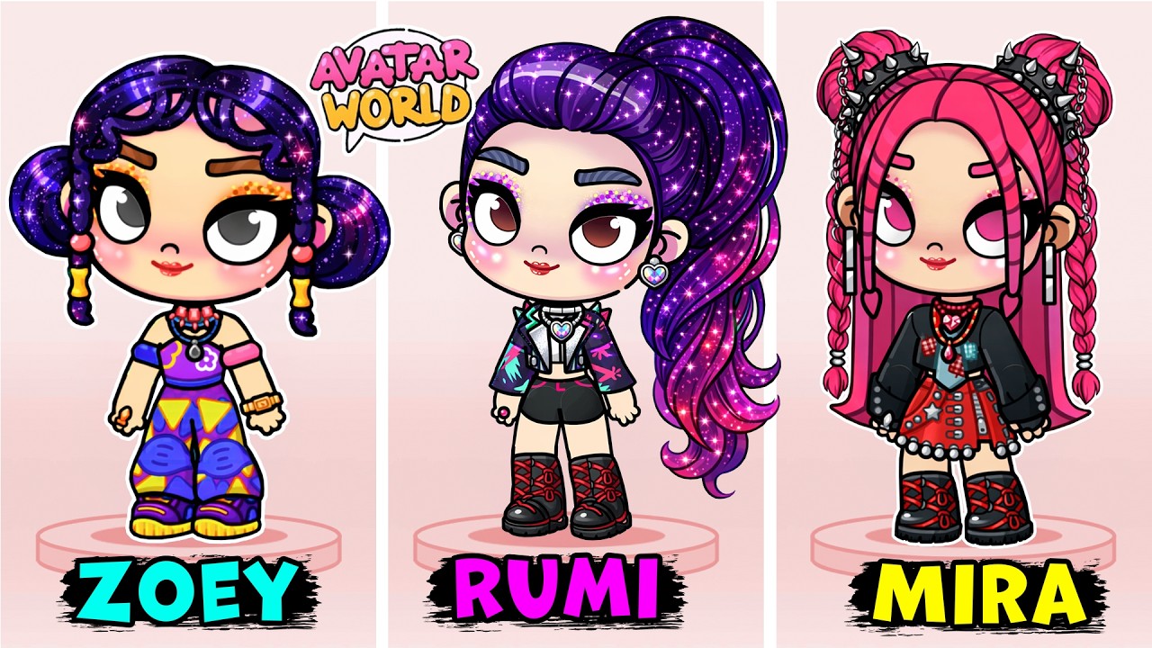 😱 NEW HUNTRIX OUTFITS! RUMI, MIRA & ZOEY from K-Pop Demon Hunters in Avatar World 🌍 PAZU