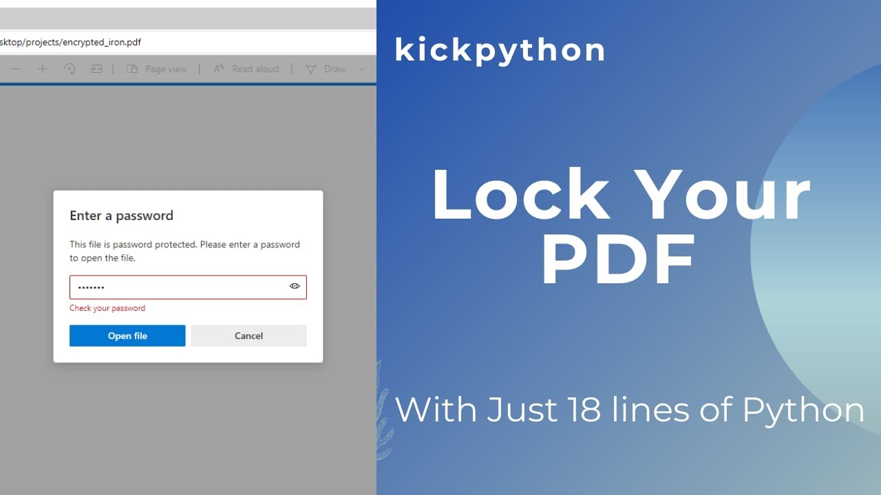 Lock You PDF With 18 Lines of Python 🔥🔥😍 - YouTube