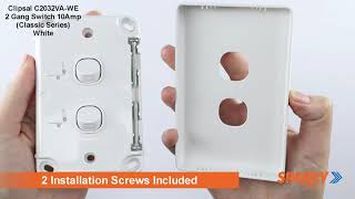 Clipsal C2032VA-WE | 2 Gang Switch 10Amp (Classic Series) | White