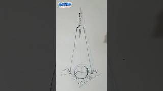 how to draw a Bat and Ball in perspective #drawing #perspectivedrawing #shorts with perspective. art