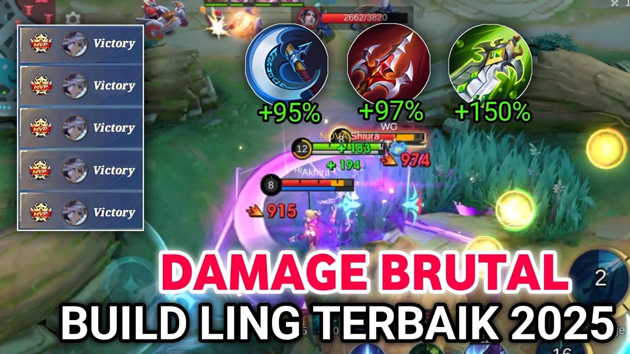 TUTORIAL LING SOLO RANK | BUILD LING TERBAIK BRUTAL DAMAGE UNTUK SOLO RANKED 2025!! (CRAZY DAMAGE)