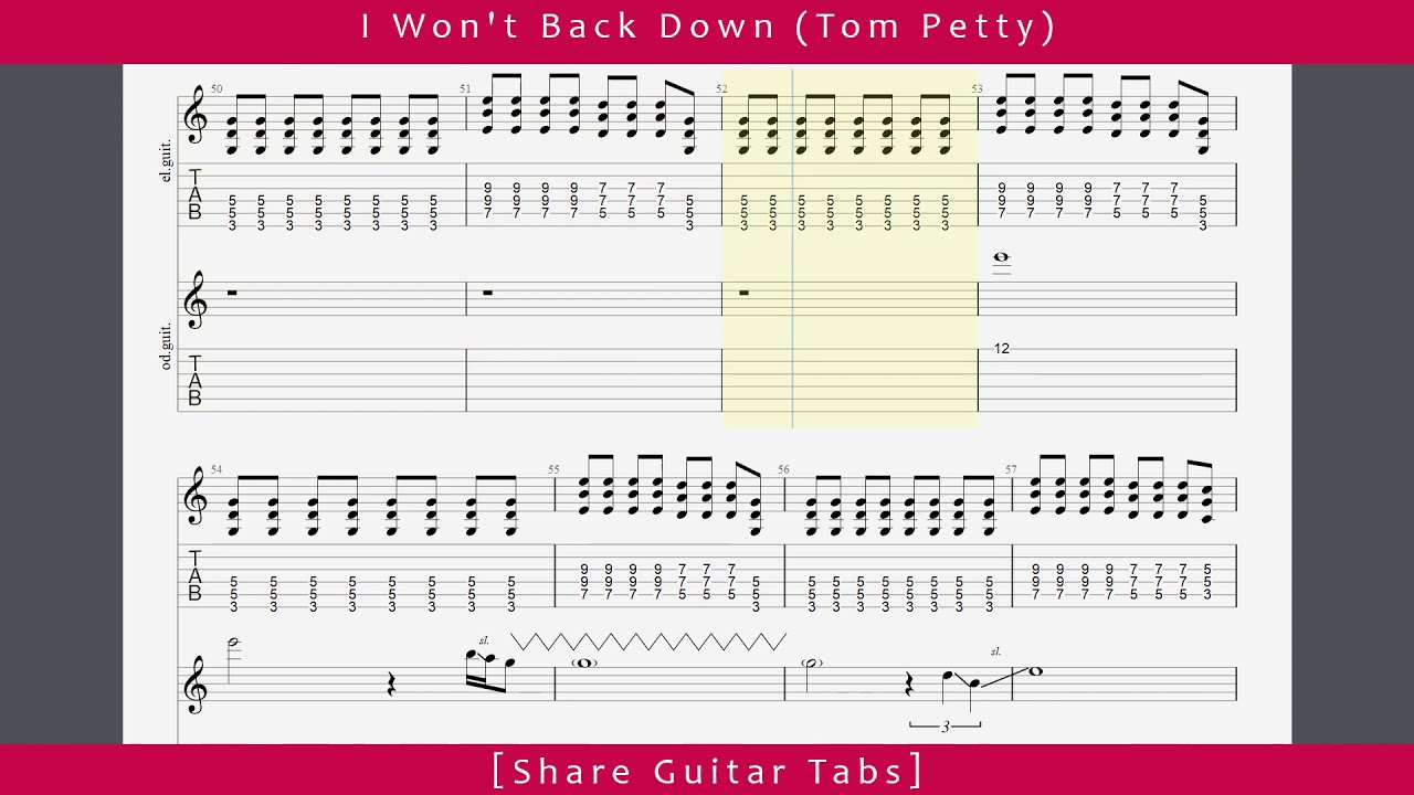[Share Guitar Tabs] I Won't Back Down (Tom Petty) HD 1080p - YouTube