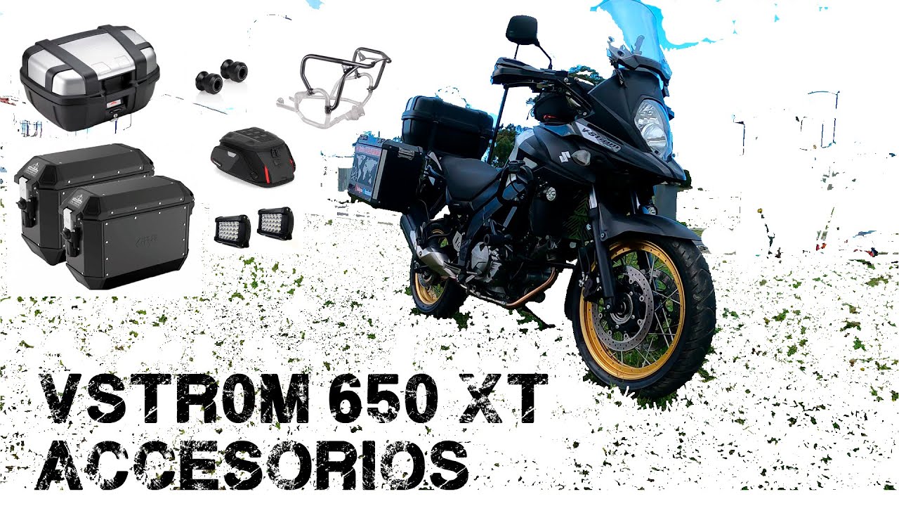 Accesorios Suzuki Vstrom 650 XT (accesorios para viaje, seguridad de la  moto, comodidad en manejo) - YouTube