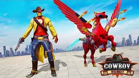 Flying Horse Robot Hero Cowboy Robot Games | Android Gameplay