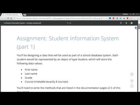 Example Java class Student Information System