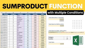 Sumproduct Formula in multiple conditions (from basic to advanced) | sumproduct in hindi