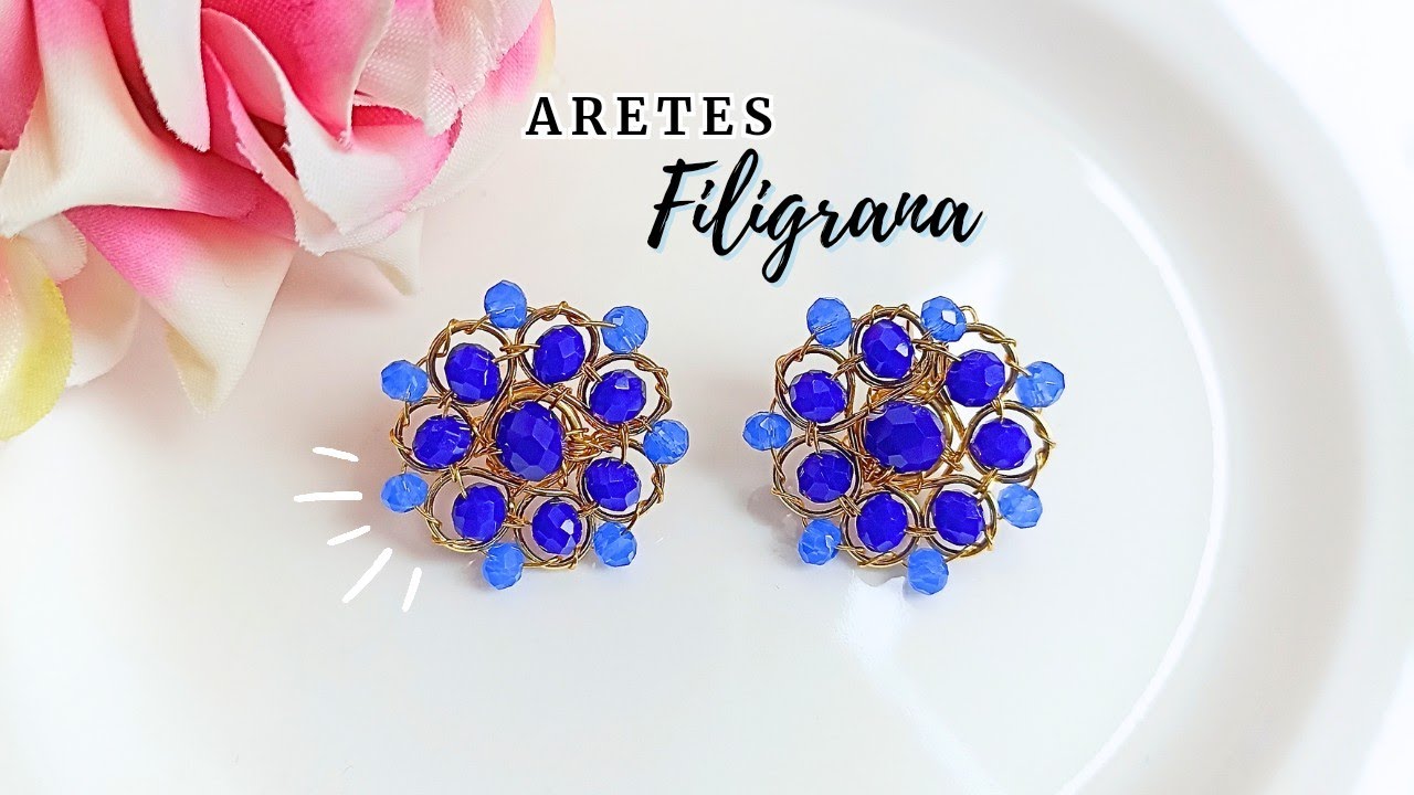 💥 Como hacer ARETES en ALAMBRISMO 💙 TÉCNICA FILIGRANA ✨Paso a paso✨