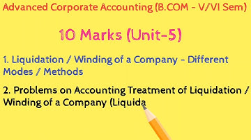 Degree (2020-23) | 5th/6th Sem | B.Com | Advanced Corporate Accounting | Important Questions