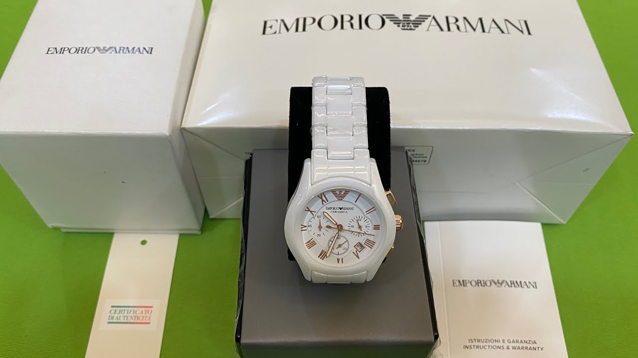 Emporio Armani White Ceramica Watch with Accessories Unboxing 