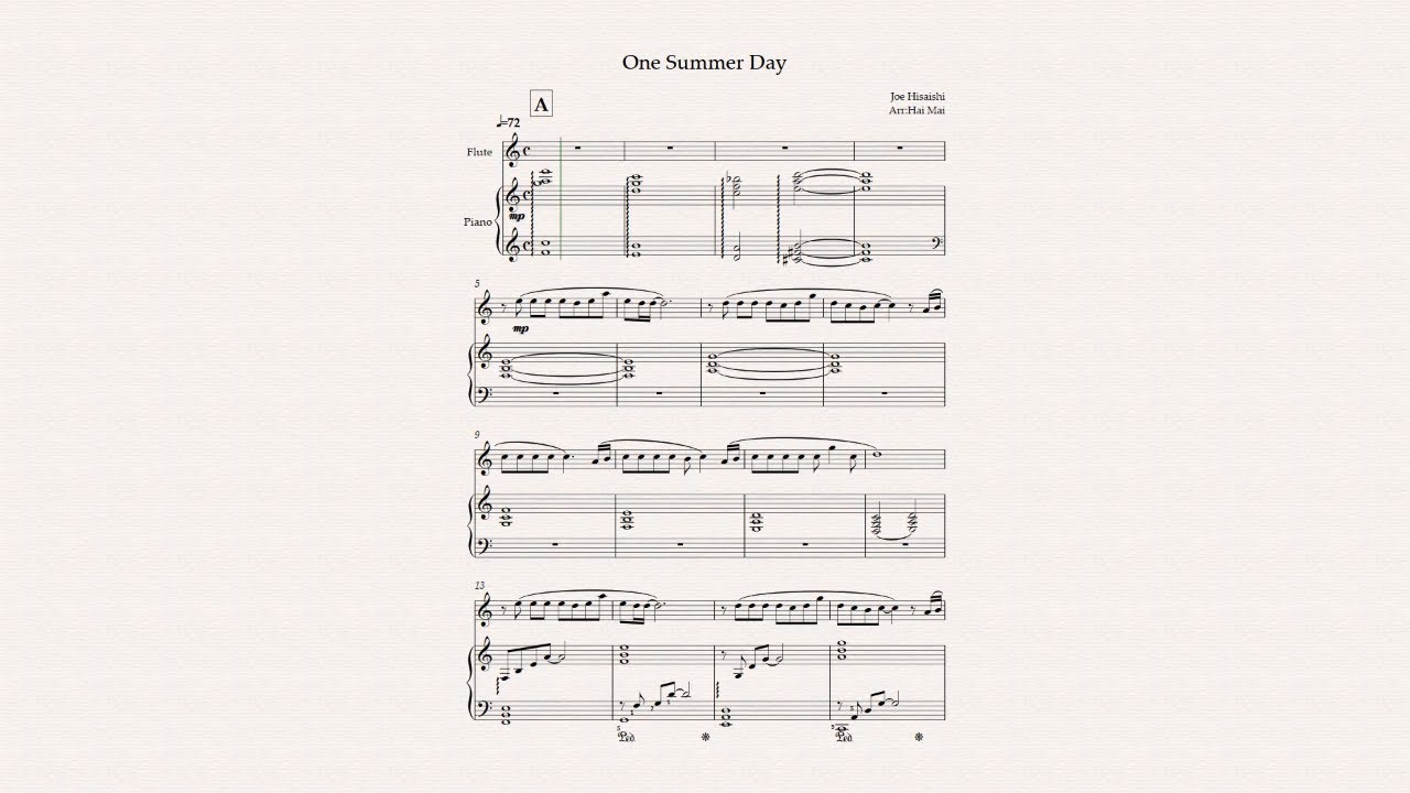 One Summer Day for Flute solo with Piano Accompaniment