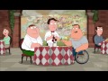 Family guy  going out to dinner with someone thats been to italy