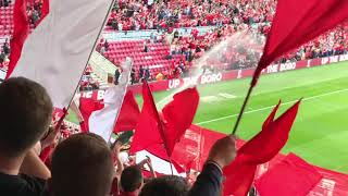 Middlesbrough v Bristol City. August 2021. Boro coming out to Pigbag.