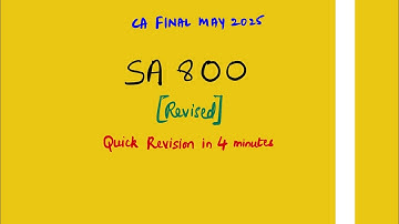 SA 800 Revise in 4 minutes| CA FINAL MAY 2025 Auditing