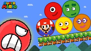 Mario, Numberblocks and Red Ball 4 in Super Mario Bros: New Super Marble Race Team | Game Animation