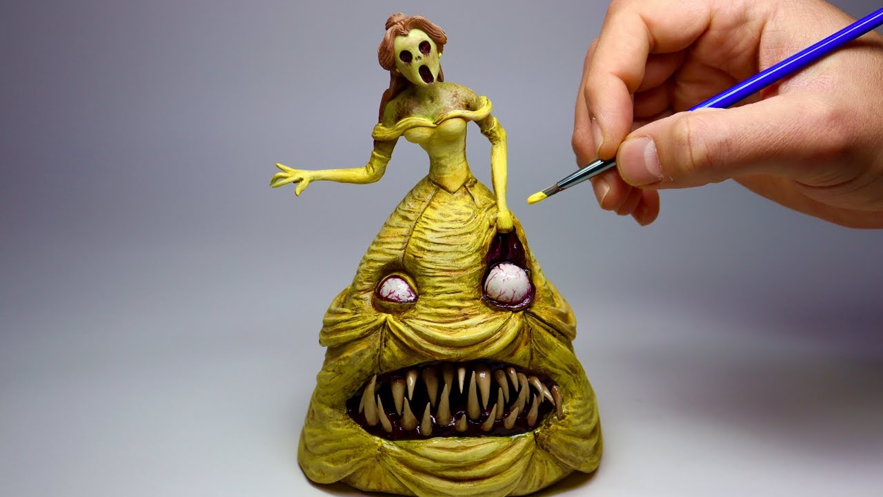 Ooz Monster: Painting on Super Sculpey Original beige 