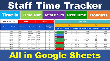 Employee Time Tracker in Google Sheets 2025 / Attendance Sheet 2025