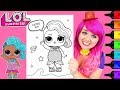Coloring LOL Surprise Splash Queen GLITTER Coloring Page Prismacolor Markers | KiMMi THE CLOWN