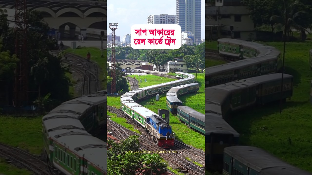 Train on snake shape rail curve