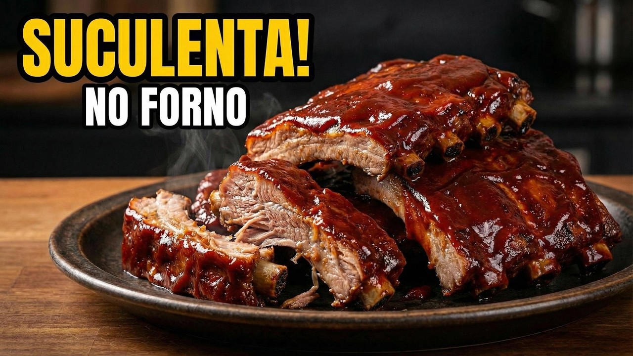 COSTELINHA DE PORCO NO FORNO COM BARBECUE | Soltando do osso e com Molho secreto de  MAÇÃ.