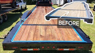 Sealed my NEW 2 car trailer deck with used oil & diesel (Cost= $20)
