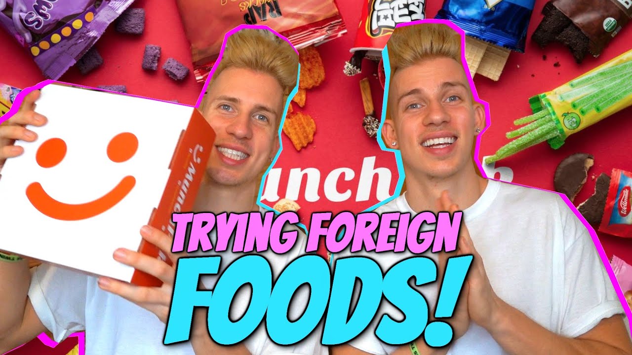 MUNCHPAK TRYING 10 DIFFERENT FOREIGN SNACKS - Voros Twins