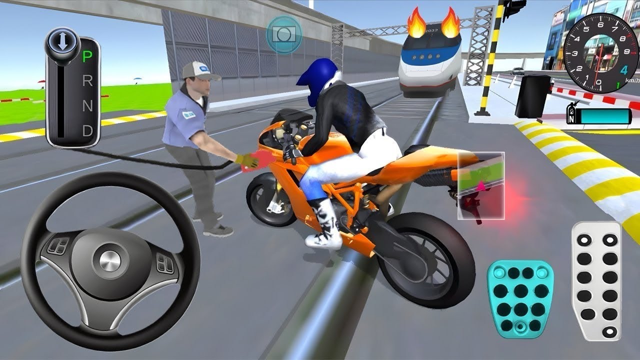 Orange Brand New Bike Vs Bullet Train 3d Driving Class android game play video || Car Game 
