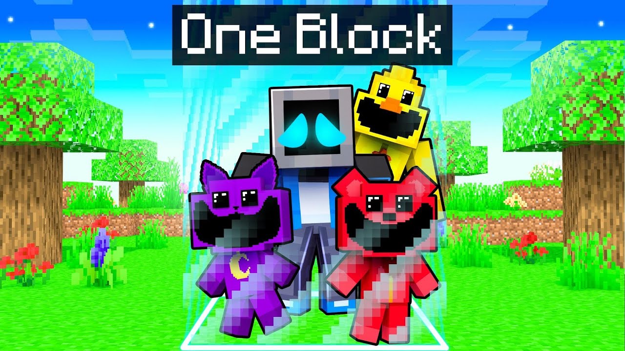 Locked on ONE BLOCK with SMILING CRITTERS in Minecraft!