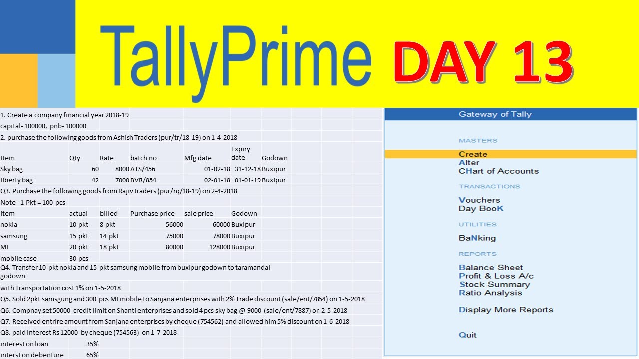 Tally Prime Day 13