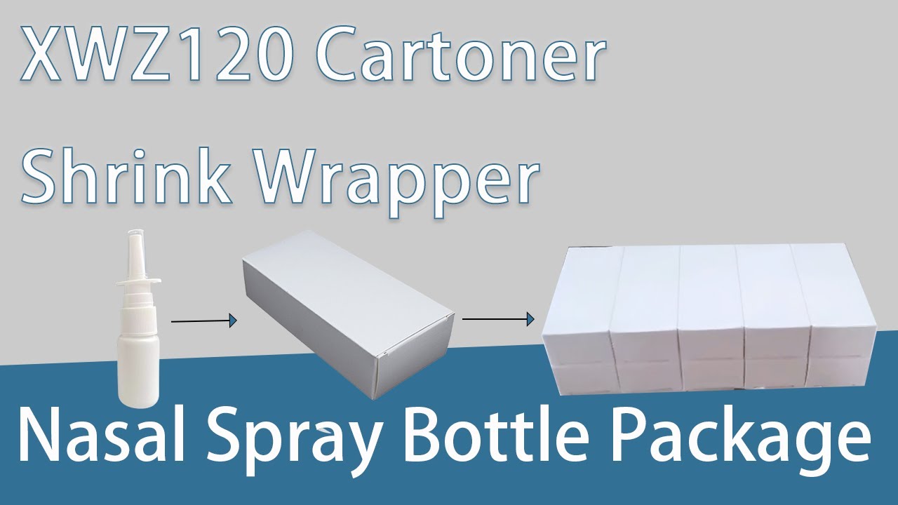 Nasal Spray Bottle Carton Packing Connect with Shrink Wrapping Machine#customized #automation