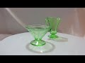 Vintage Green Depression Glass Creamer &amp; Sherbet Dish